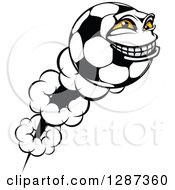 Poster, Art Print Of Grinning Soccer Ball Character Shooting Through The Air