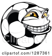 Poster, Art Print Of Grinning Soccer Ball Character Facing Right