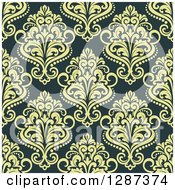 Poster, Art Print Of Seamless Background Design Pattern Of Vintage Green Floral Damask