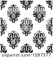 Poster, Art Print Of Seamless Background Design Pattern Of Black And White Damask 6