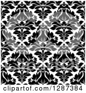 Poster, Art Print Of Seamless Background Design Pattern Of Black And White Damask 9