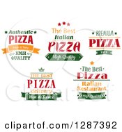 Clipart Of Yellow Green And Red Pizza Text Designs Royalty Free Vector Illustration