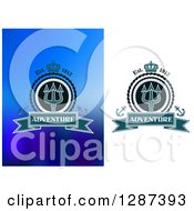Clipart Of A Crown Over A Rope Frame With A Trident And Anchors Along With An Adventure Banner Royalty Free Vector Illustration