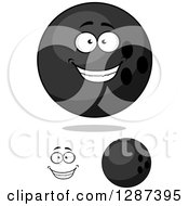 Clipart Of Grayscale Bowling Balls And A Face Royalty Free Vector Illustration