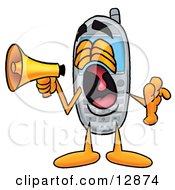 Poster, Art Print Of Wireless Cellular Telephone Mascot Cartoon Character Screaming Into A Megaphone