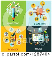 Poster, Art Print Of Knowledge Brainstorm Research And Science Flat Designs