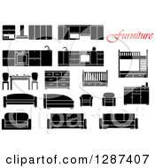 Poster, Art Print Of Red Text And Black And White Furniture
