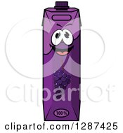 Clipart Of A Happy Purple Grape Juice Carton Royalty Free Vector Illustration