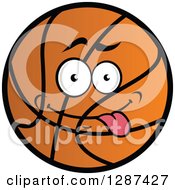 Clipart Of A Black And Orange Basketball Character Sticking Its Tongue Out Royalty Free Vector Illustration