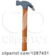Clipart Of A Cartoon Wood Handled Hammer Tool Royalty Free Vector Illustration