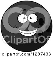 Clipart Of A Grayscale Smiling Bowling Ball Character Royalty Free Vector Illustration