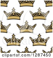 Poster, Art Print Of Seamless Patterned Background Of Ornate Gold Crowns On White