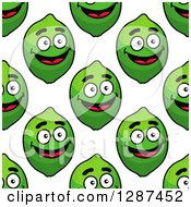 Poster, Art Print Of Seamless Background Pattern Of Happy Green Limes On White