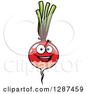 Clipart Of A Happy Radish Or Beet Character Royalty Free Vector Illustration