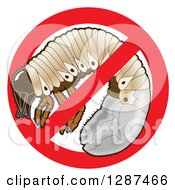 Poster, Art Print Of Lawn Care Design Of A Grub In A Prohibited Symbol