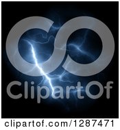 Clipart Of A Background Of Blue Lightning Striking On Black Royalty Free Illustration
