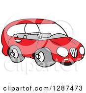 Poster, Art Print Of Red Compact Cartoon Hatchback Car