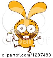 Poster, Art Print Of Cartoon Yellow Rabbit Dancing And Holding A Beer