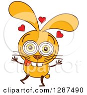 Poster, Art Print Of Cartoon Yellow Rabbit In Love