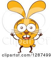 Clipart Of A Cartoon Surprised Yellow Rabbit Royalty Free Vector Illustration