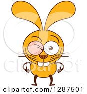 Poster, Art Print Of Cartoon Yellow Rabbit Winking