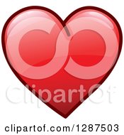 Clipart Of A Reflective And Shiny Red Heart Icon Royalty Free Vector Illustration by yayayoyo
