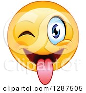 Poster, Art Print Of Yellow Emoticon Smiley Face Winking And Sticking His Tongue Out