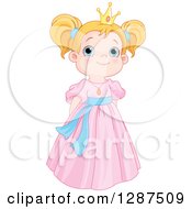 Poster, Art Print Of Cute Blue Eyed Strawberry Blond Caucasian Princess In A Pink Dress