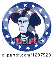 Poster, Art Print Of Retro American Patriot Minuteman Revolutionary Soldier In A Circle Of Stars