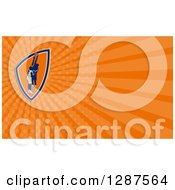 Clipart Of A Retro Basketball Players And Orange Rays Background Or Business Card Design Royalty Free Illustration