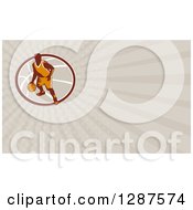 Clipart Of A Retro Basketball Player And Taupe Rays Background Or Business Card Design Royalty Free Illustration