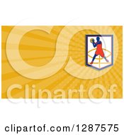 Clipart Of A Retro Basketball Player And Yellow Rays Background Or Business Card Design Royalty Free Illustration