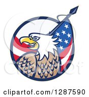 Poster, Art Print Of Bald Eagle And American Flag Emerging From A Circle