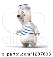 Clipart Of A 3d Polar Bear Sailor Walking To The Left Royalty Free Illustration