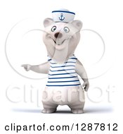 Clipart Of A 3d Polar Bear Sailor Pointing To The Left Royalty Free Illustration