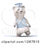 Clipart Of A 3d Polar Bear Sailor Walking Royalty Free Illustration