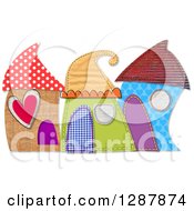 Poster, Art Print Of Cute Houses Made Of Patterns Over White