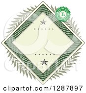 American Dollar Themed Diamond Frame With Stars A Laurel Wreath And Stamp