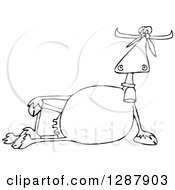 Clipart Of A Black And White Relaxed Cow Resting On Its Side Royalty Free Vector Illustration