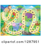 Clipart Of A Numbered Board Game With African Animals Royalty Free Vector Illustration by visekart