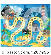 Poster, Art Print Of Numbered Board Game With Pirates And A Treasure Chest