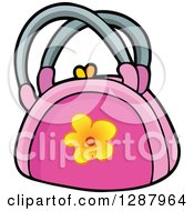 Poster, Art Print Of Pink Purse With A Yellow Flower