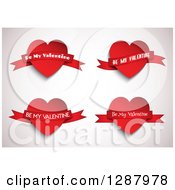 Clipart Of Be My Valentine Banners Over Red Hearts On Shading Royalty Free Vector Illustration