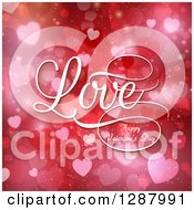 Poster, Art Print Of White Love Happy Valentines Day Text Over Red And Pink Bokeh Hearts