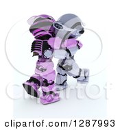 Poster, Art Print Of 3d Pink And Silver Robots Hugging Or Ballroom Dancing