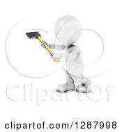 Poster, Art Print Of 3d White Man Working With An Axe 2