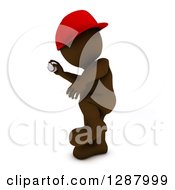 Clipart Of A 3d Brown Man Baseball Player Pitching Royalty Free Illustration