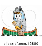 Clipart Picture Of A Wireless Cellular Telephone Mascot Cartoon Character Rowing A Boat