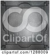 Clipart Of A 3d Scratched Metal Frame Background Royalty Free Illustration