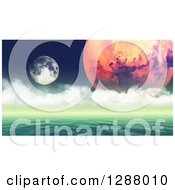 Poster, Art Print Of 3d Calm Foreign Ocean With Planets